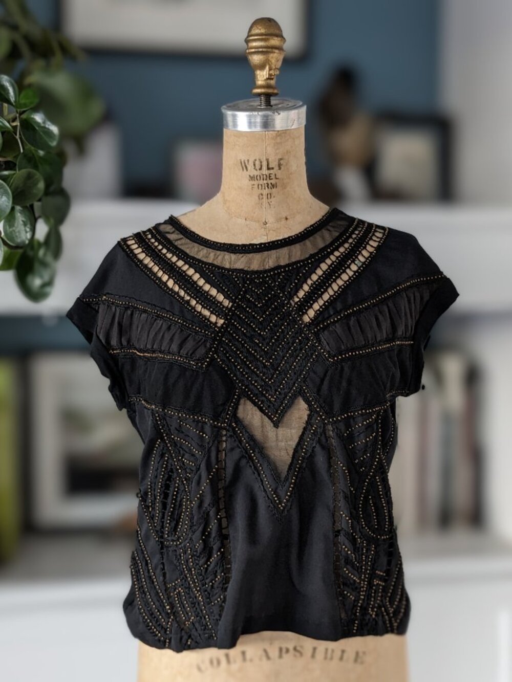 Buffalo Embellished Top with Mesh Panels and beading size small - Picture 2 of 8